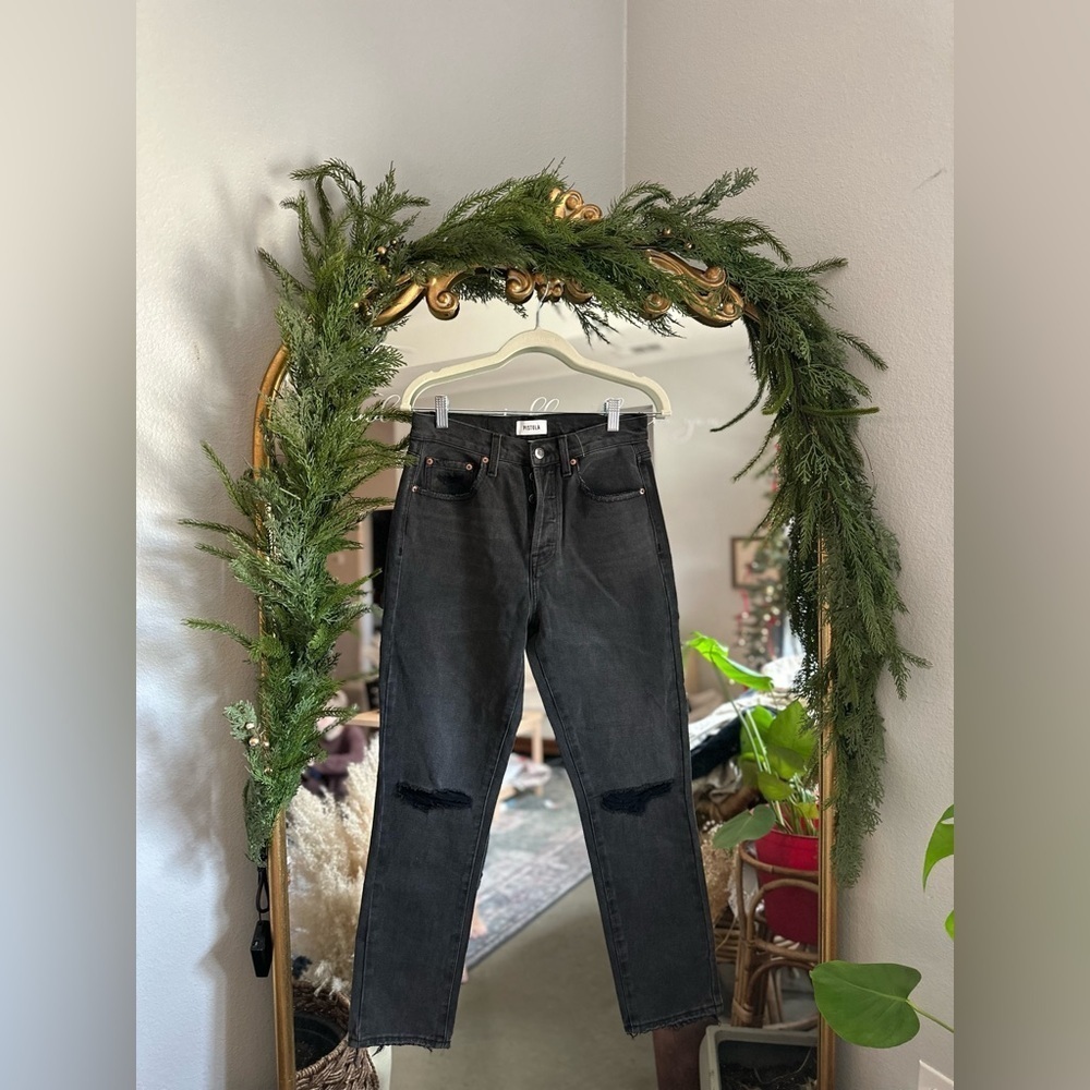 Pistola black distressed straight leg jeans size 27